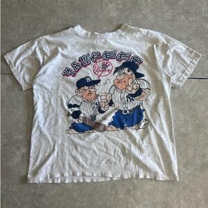 90s Vintage New York Yankees Flintstones Heather Gray T Shirt Size XL
